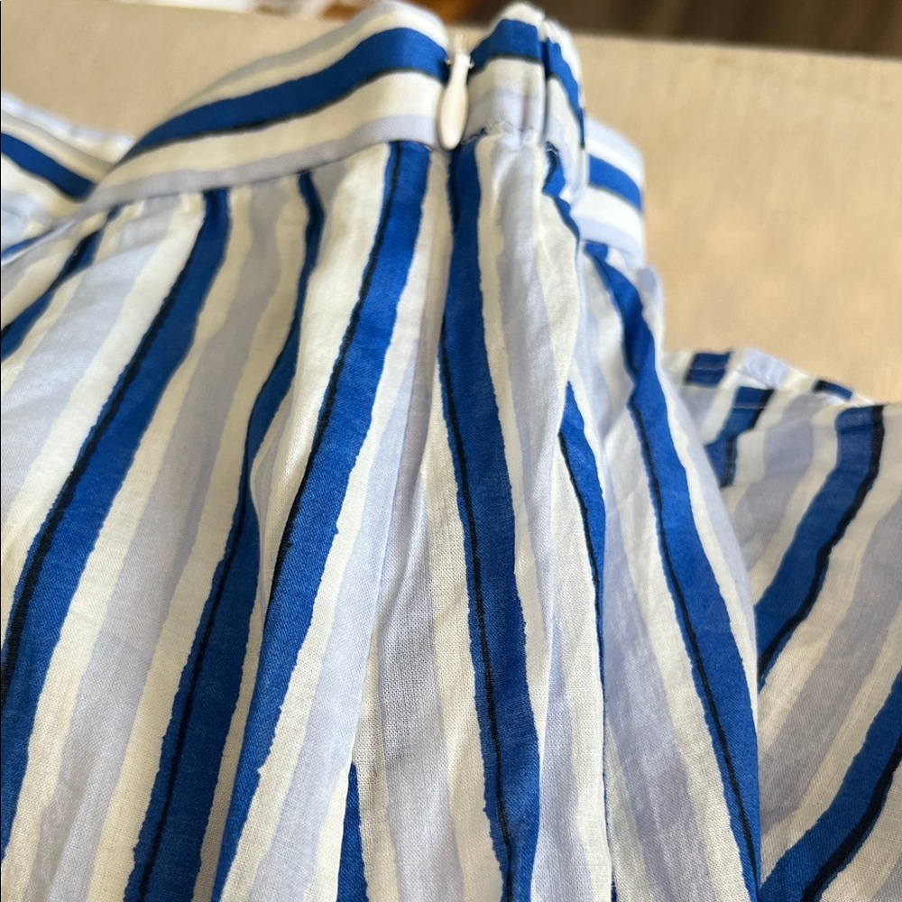 J. Crew Blue & White Vertical-Striped Tiered Midi Skirt - Picture 5 of 5